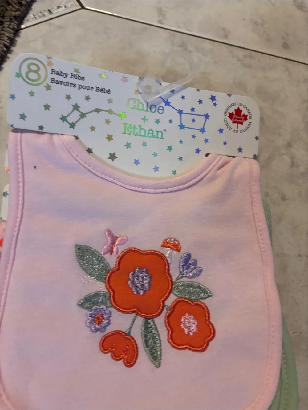 Carter's Pink Floral & Animal Print Baby Bibs Set with Matching Socks